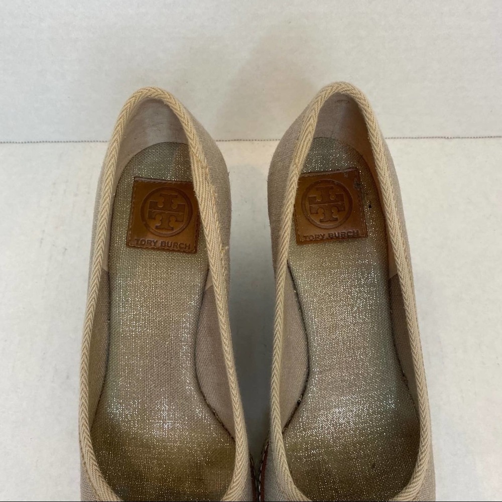 Tory Burch Beige Jackie Bow Espadrille Wedge - Picture 8 of 11